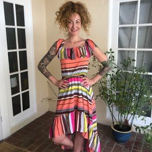 Chandler Henry vibrant neon striped dress